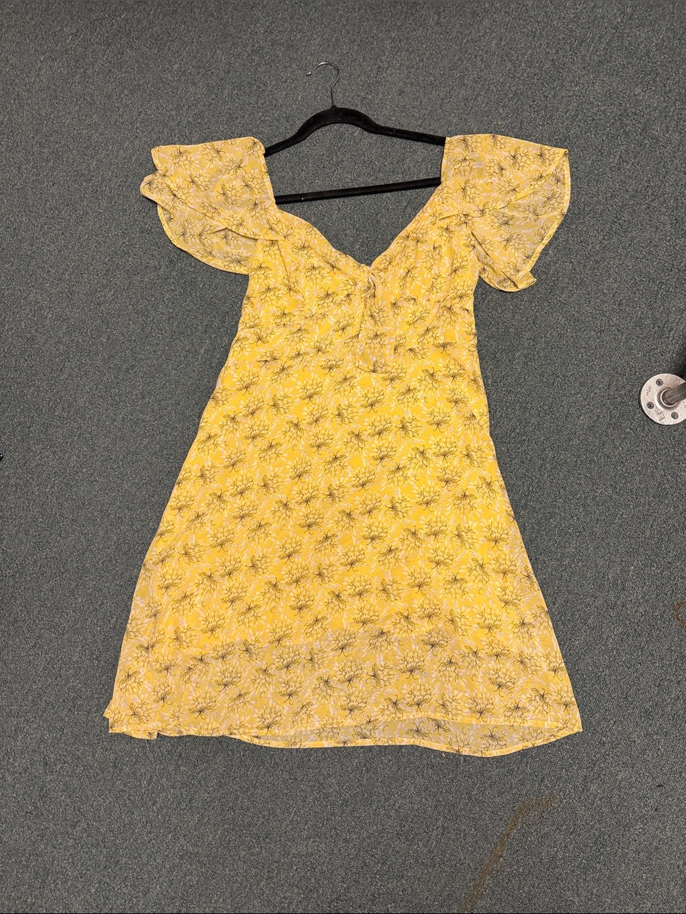 Line & Dot Yellow Floral Ruffle Midi Dress